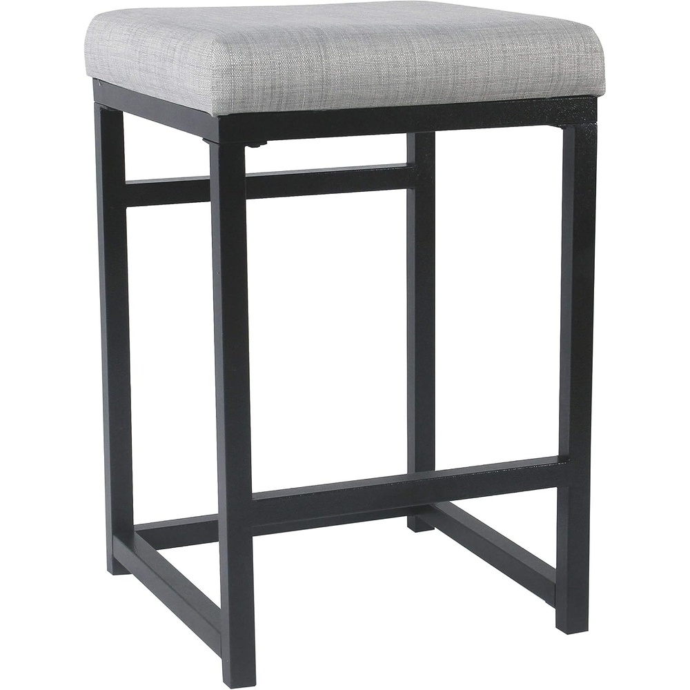 image:imageHomePop Backless Metal Frame Barstool 24inch Charcoal Square GeometricLight Gray