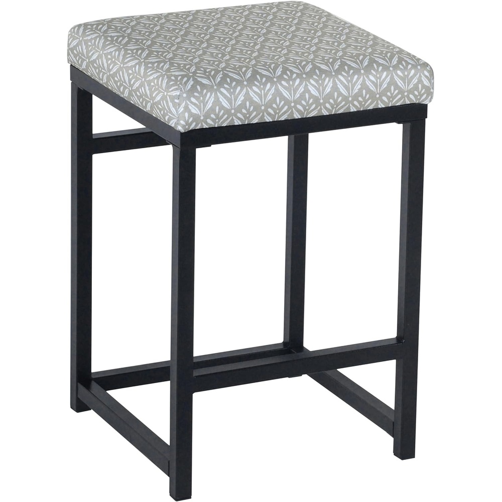 image:imageHomePop Backless Metal Frame Barstool 24inch Charcoal Square GeometricLight Gray Print