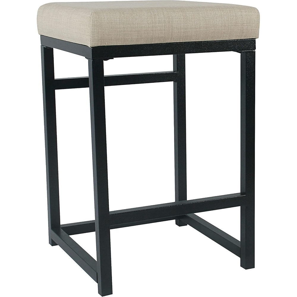 image:imageHomePop Backless Metal Frame Barstool 24inch Charcoal Square GeometricNatural