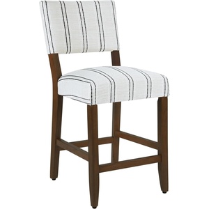 HomePop 24″ Open Back Counter Stool|HomePop Home Décor|Fabric Chairs for Dining Room, Kitchen and Living Room – Black and White Stripe(Single Pack)