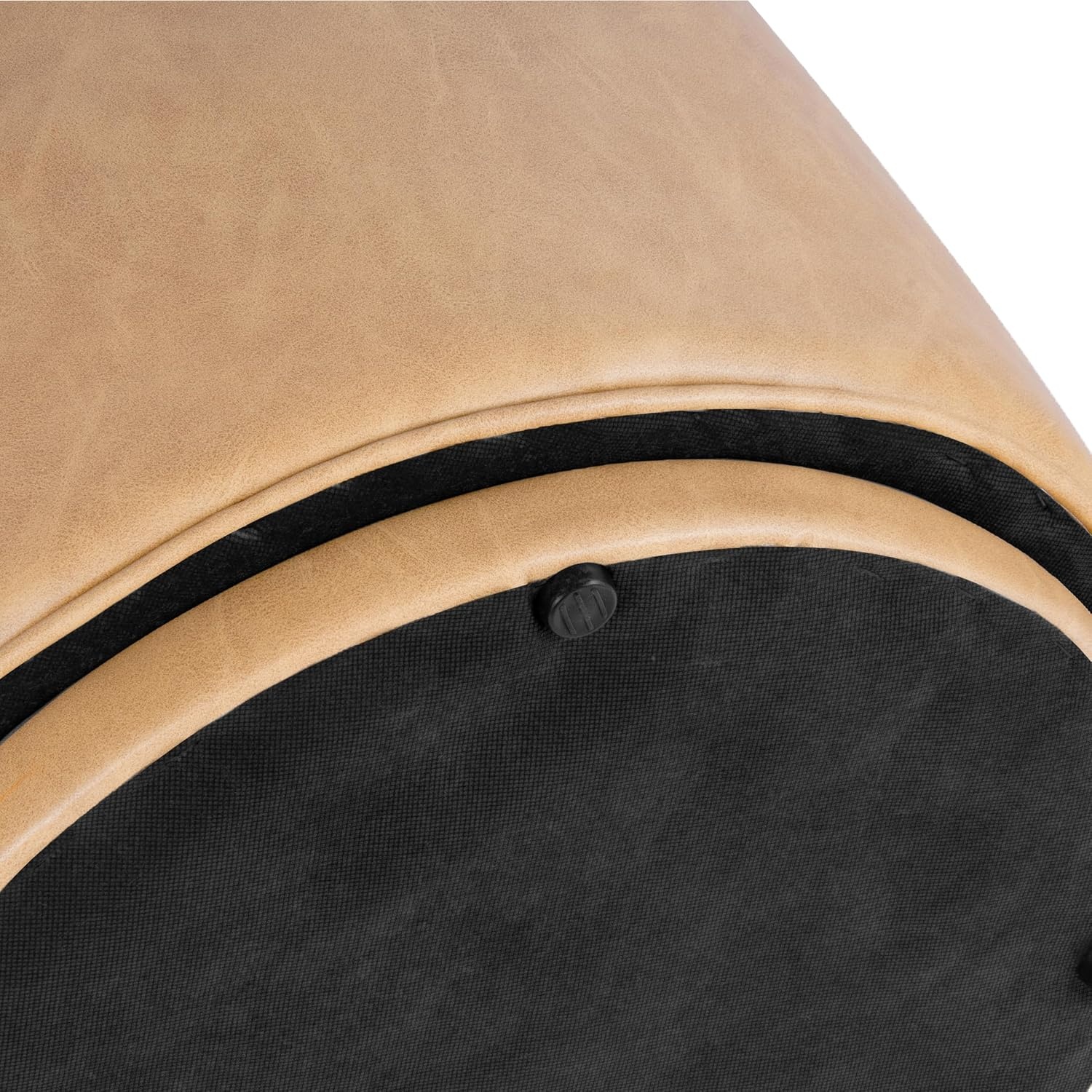 image:imageHomePop Avery 19 Round Ottoman Sand Faux LeatherSand Faux Leather