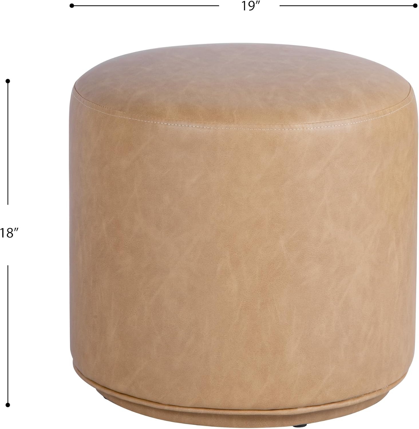 image:imageHomePop Avery 19 Round Ottoman Sand Faux LeatherSand Faux Leather