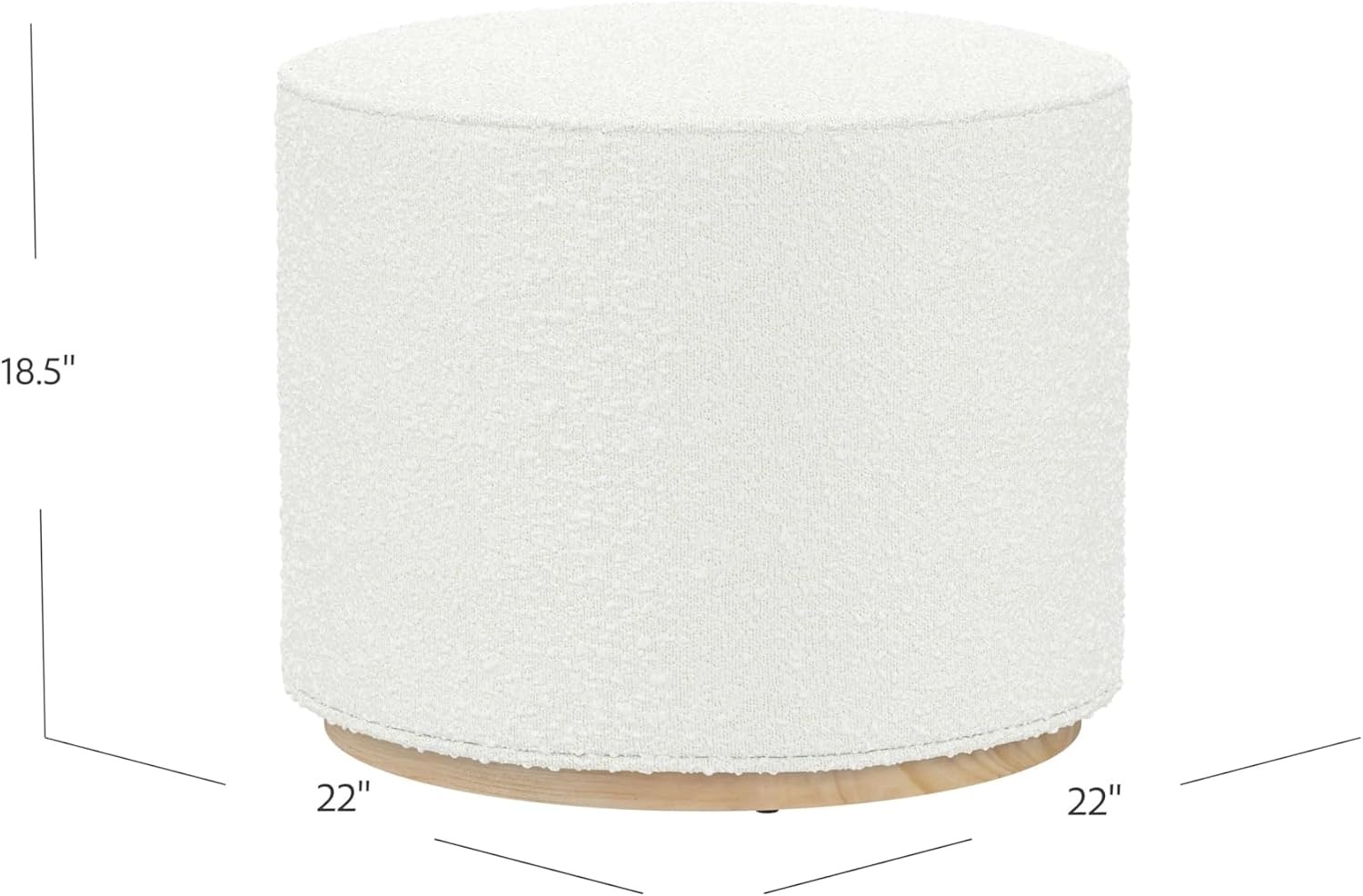 image:imageSpatial Order 22 Round Ottoman with Wooden Base Tan Geometric PatternCream Boucle
