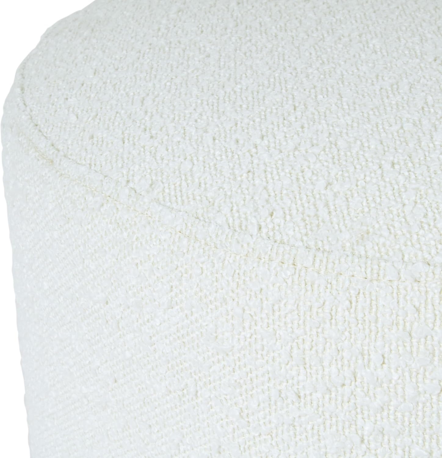image:imageSpatial Order 22 Round Ottoman with Wooden Base Tan Geometric PatternCream Boucle