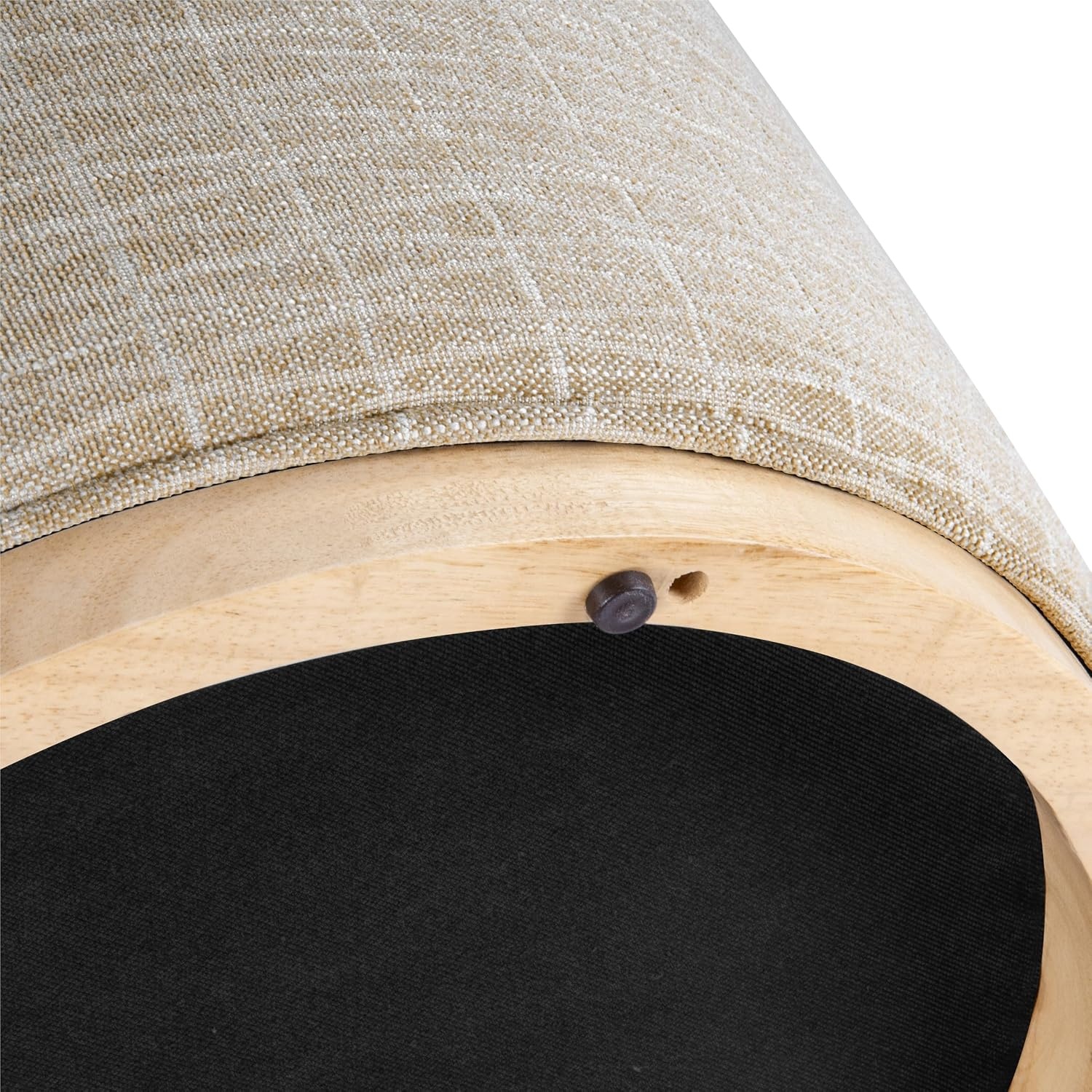 image:imageSpatial Order 22 Round Ottoman with Wooden Base Tan Geometric PatternTan Geometric Pattern