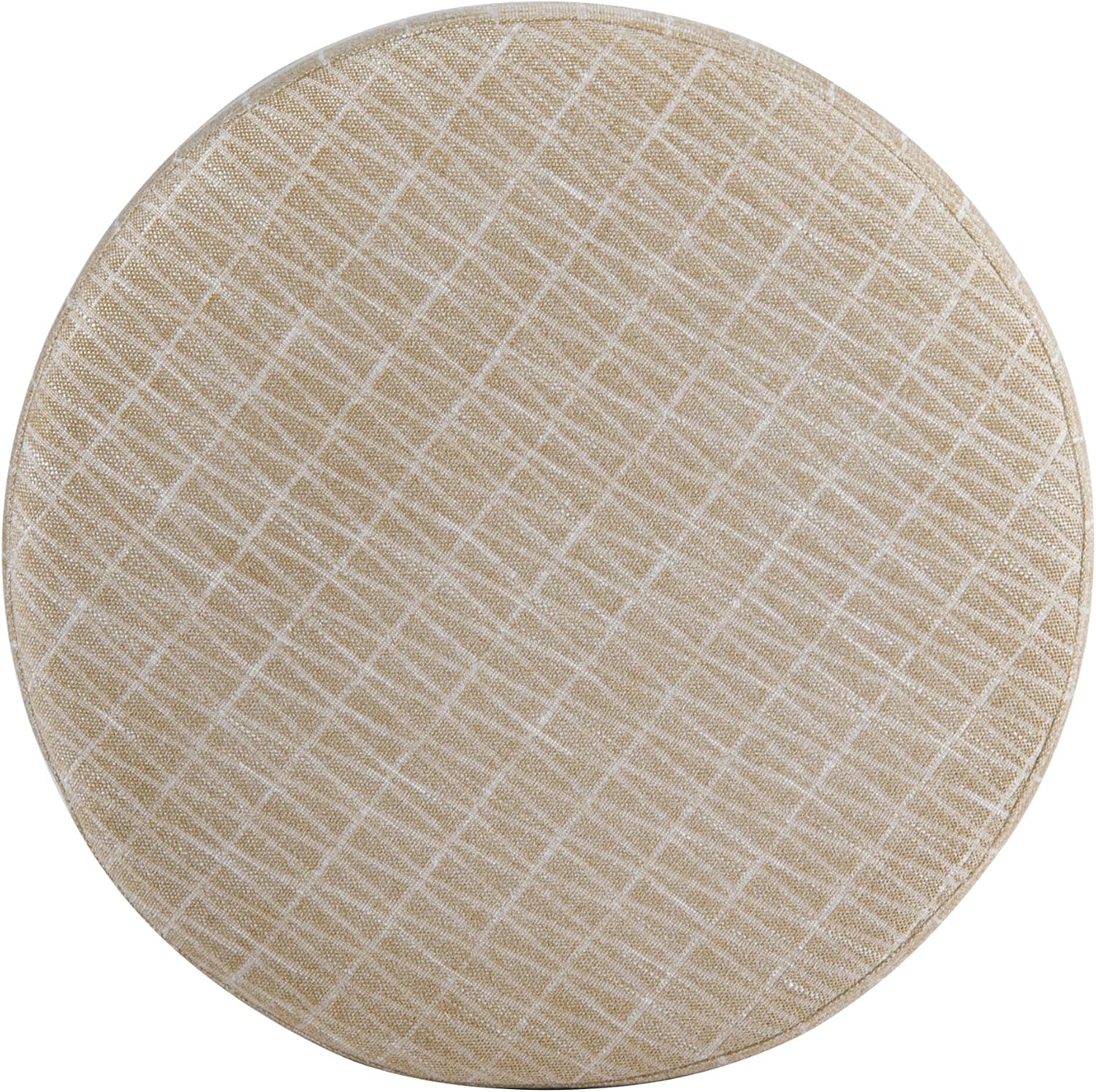 image:imageSpatial Order 22 Round Ottoman with Wooden Base Tan Geometric PatternTan Geometric Pattern