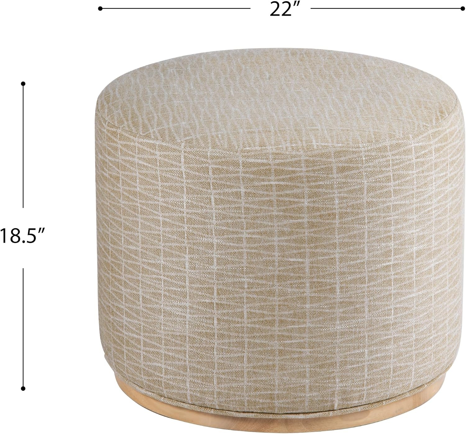 image:imageSpatial Order 22 Round Ottoman with Wooden Base Tan Geometric PatternTan Geometric Pattern