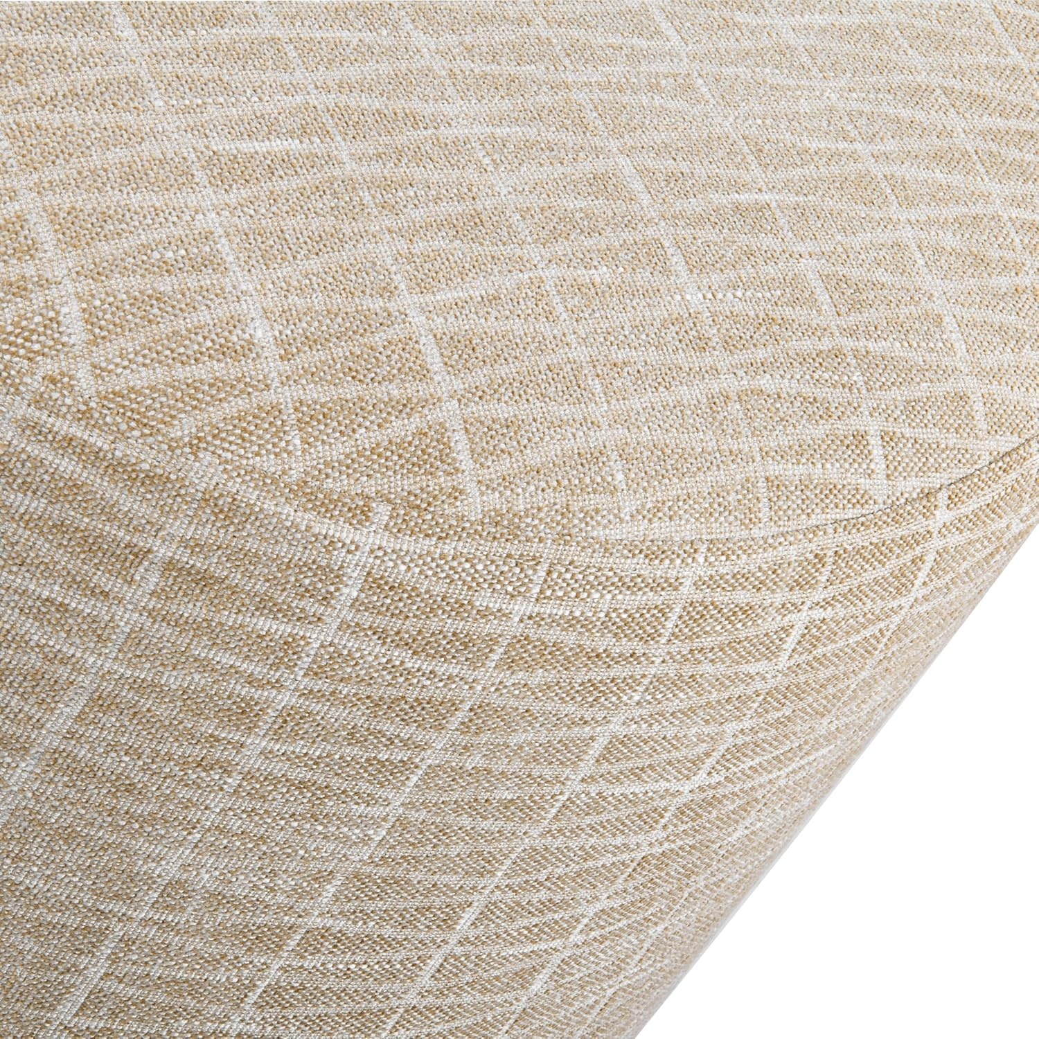 image:imageSpatial Order 22 Round Ottoman with Wooden Base Tan Geometric PatternTan Geometric Pattern