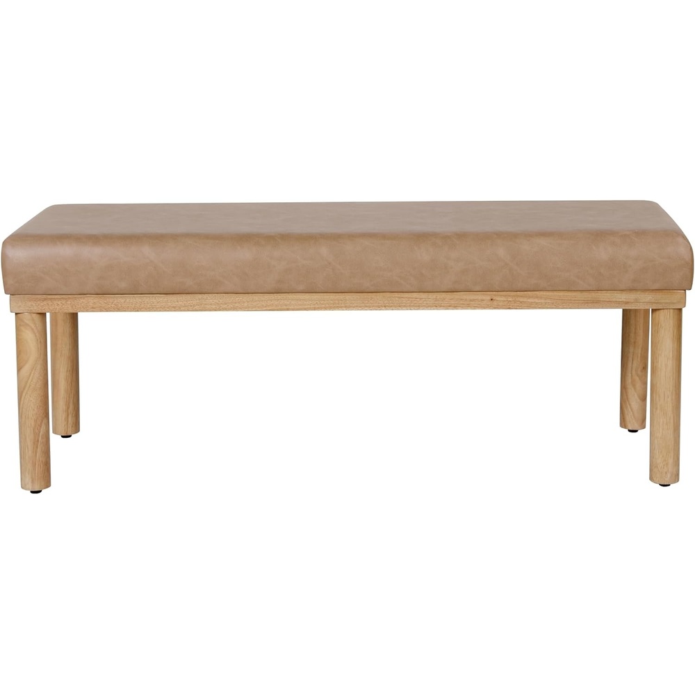 image:imageHomePop 475 Oslo Bench  Chestnut Brown Faux LeatherSand Faux Leather