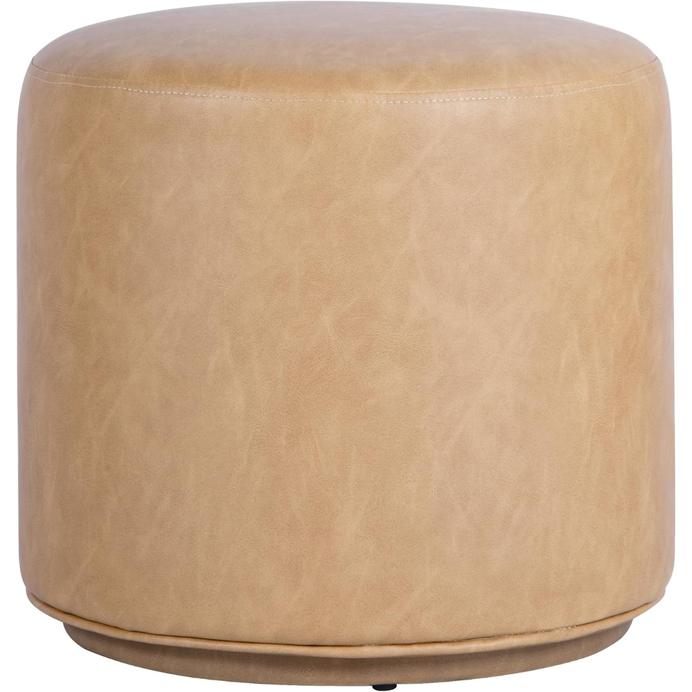 image:imageHomePop Avery 19 Round Ottoman  Sand Faux LeatherSand Faux Leather