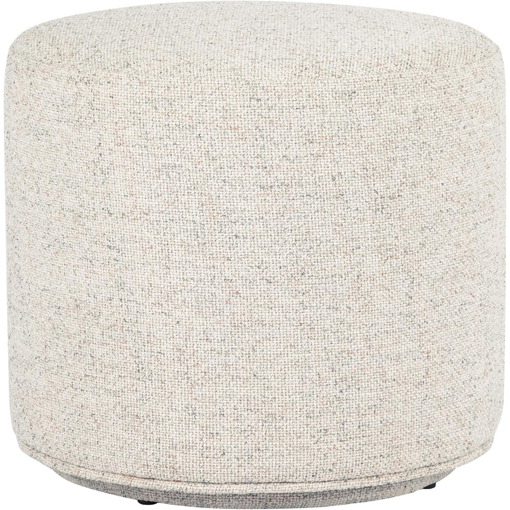 image:imageHomePop Avery 19 Round Ottoman Sand Faux LeatherTextured Cream Fabric
