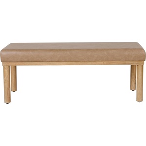 HomePop 47.5″ Oslo Bench – Chestnut Brown Faux Leather(Sand Faux Leather)